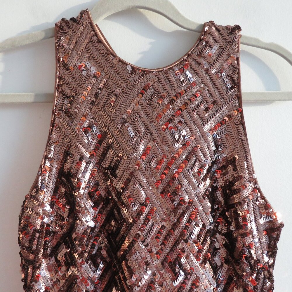 DRESS THE POPULATION Mia Bronze Sequin Mini Fit and Flare Dress - Size S - Picture 3 of 16